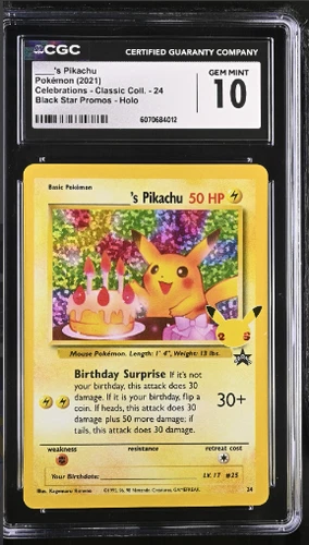 CGC 10 - Birthday Pikachu #24 Holo  Celebrations Classic Collection Pokemon 25th