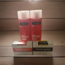 2 Neutrogena Stubborn Body Acne Cleanser & Exfoliator & 2 Facial Cleansing Bars