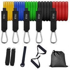 11 PCS Resistance Band Set Yoga Pilates Abs Exercise Fitness Tube Workout Bands