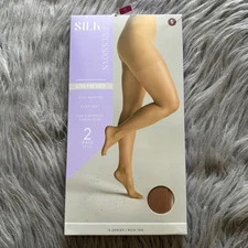 Silk Impressions Ultra Fine Sheer Tights Womens Size Small Rich Tan High Waisted