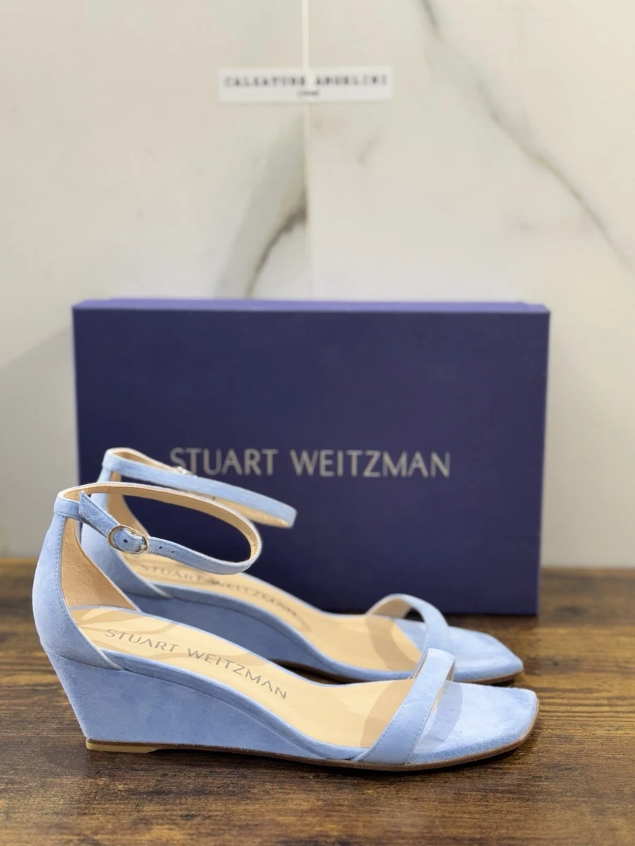 Escarpins Stuart Weitzman En Cuir Bleu - Pointure 37.5 - Talon Haut - État Comme Neuf