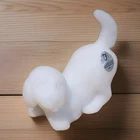 Vintage Fenton Solid White Playful Puppy Matte Finish 4" X 3.5" Rare!!  SEE PICS
