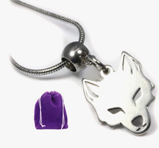 Wolf Head Necklace Stainless Steel Pendant Animal Chain Mens Womens Gift