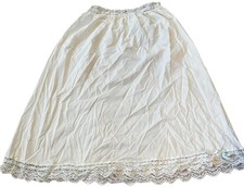 Vintage Olga Secret Hug White w/Lace Trim Blue Bow Half Slip Size L