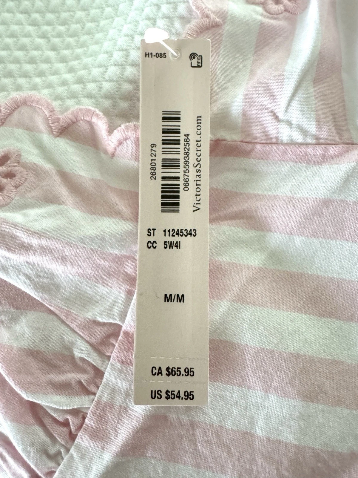 UNDERCOVER Abito slip Victoria's Secret Heritage cotone occhielli righe rosa nuovo con etichette taglia M