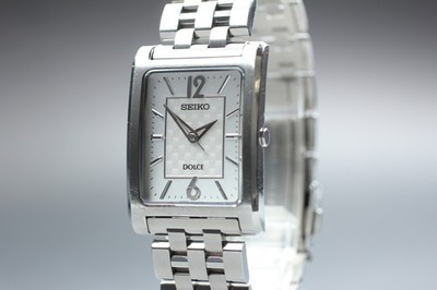 Vintage 2002 [Exc+5] Seiko DOLCE 4J41-0AC0 Silver Dial Tank Quartz Men's Watch