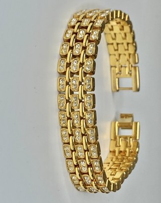vintage 90 s Nolan Miller bracelet gold Plated With Beautiful White Crystal 18cm