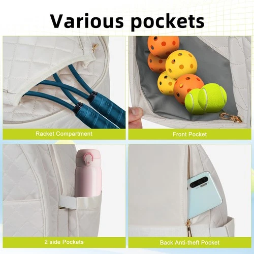 Outdoors Tennis Backpack Holds 2 Rackets Large Storage Unisex Water Resistant - Picture 6 of 17