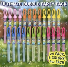 Max Bubbles 24 Pack Wands Bulk Bubble Wands 2 Dozen Parties Kids Fun
