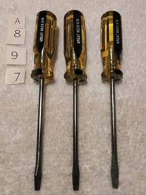 3pc  G-10 GREAT NECK POCKET CLIP SCREWDRIVER SET USA  