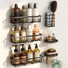 Shower Caddy 6-Pack, No Drilling Adhesive Shelves Rack with Soap Holder,