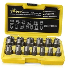  13+1 Piece Impact Bolt & Nut Remover Set, 3/8" Drive Bolt Extractor 13-piece