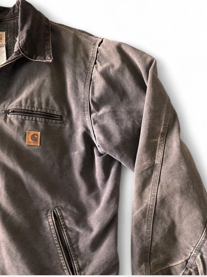 Vintage Carhartt Detroit Jacket 90s J97 PTL Lined Grey X-Large Tall - Image 3 of 4
