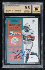 2012 Panini Contenders Ticket RPS Lamar Miller BGS 9.5 GEM MINT Rookie Auto RC