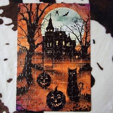 Halloween Pumpkin Haunted House 120 Piece Custom Handmade Jigsaw Puzzle