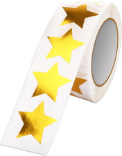 500 Gold Star Stickers, 1 Inch Self-Adhesive Metallic Foil