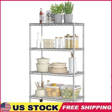 4 Tier Chrome Storage Rack Adjustable Heavy Duty Shelving Unit Rolling Cart New