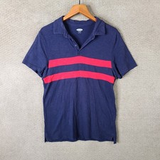 Old Navy Shirt Mens Medium Blue Red Striped Soft Washed Polo Cotton Short Sleeve