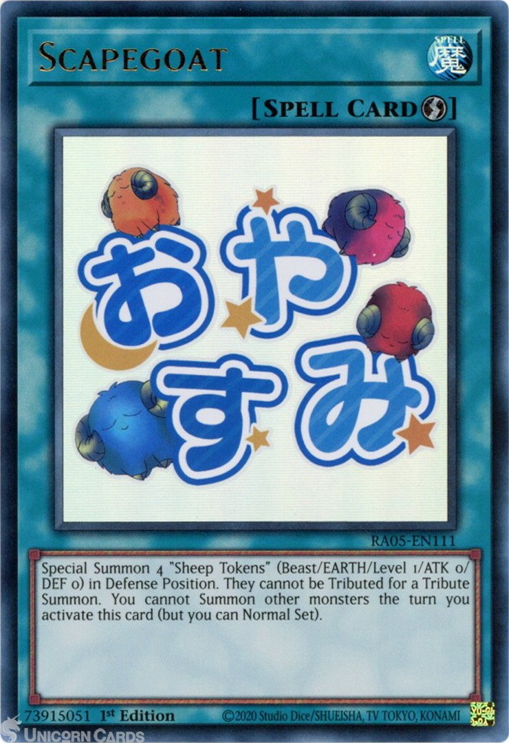 RA05-EN111 Scapegoat (Stamp Artwork) : Ultra Rare 1st Edition Mint YuGiOh Card
