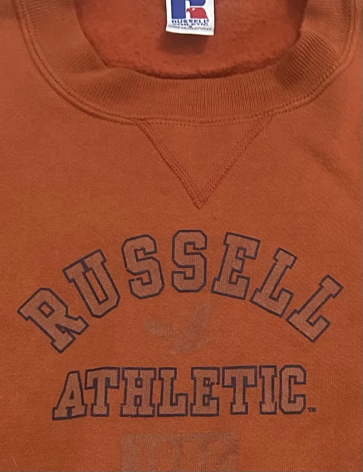 Винтажный 90-х Russell Athletic оранжевый Crewneck размер маленький сделано в США - Изображение 2 из 4