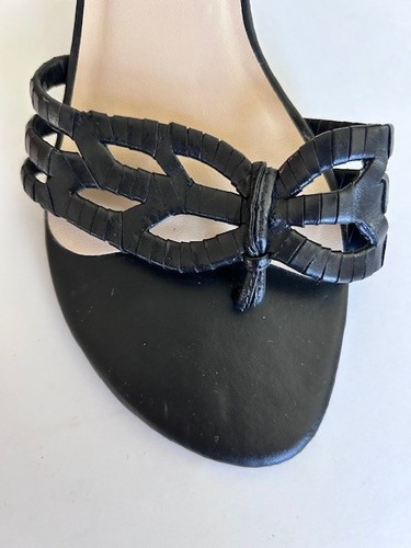 Carlos Santana 2 ¾” Kitten Heel Thong Casual Sandals Black Sz 8 ½” M Leather - Picture 7 of 11