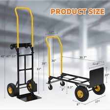 Foldable 2-in-1 Hand Truck  Platform Cart, 400Lb Capacity Convertible Dolly