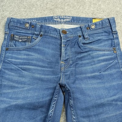 PME-Legend Herren Jeans W31 L32 Blau Slim Straight Stretch Knopfleiste 31x32