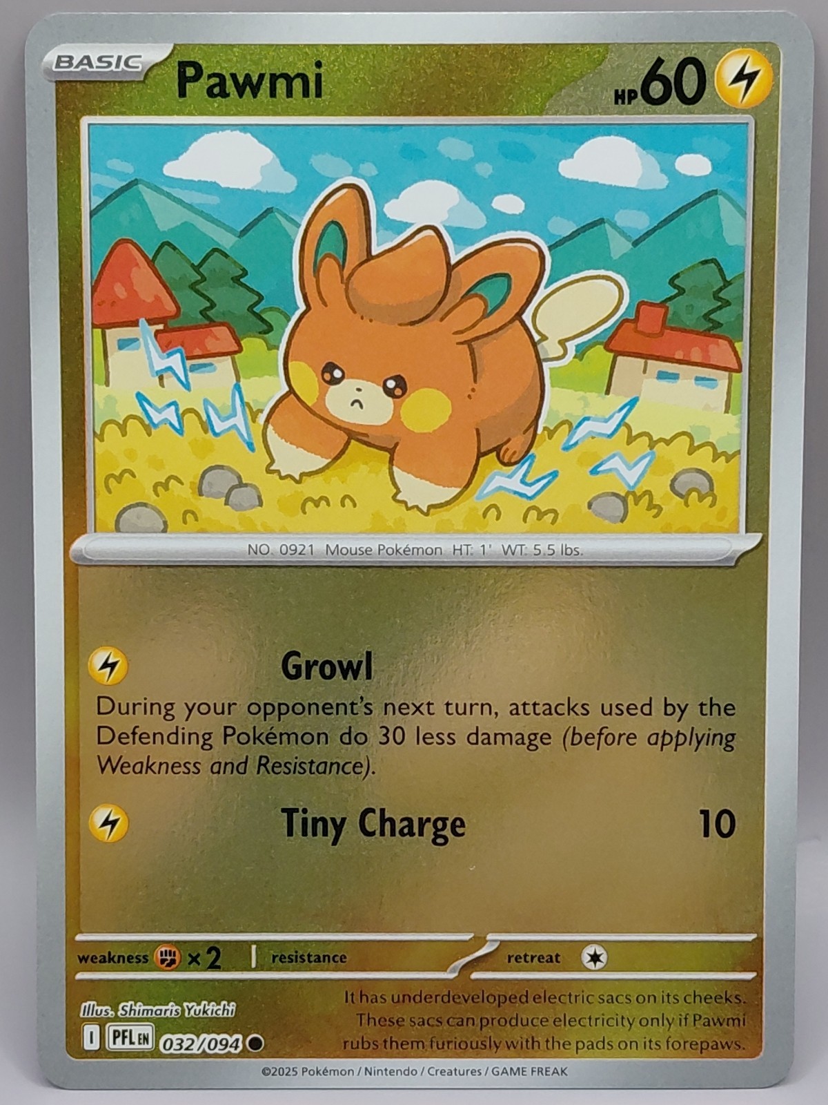 Pawmi 032/094 Common Reverse Holo Card ME02: Phantasmal Flames Pokemon TCG NM