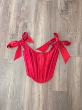 Victoria's Secret Dream Angels Satin Bow-Tied Corset Top Size S Lipstick Red