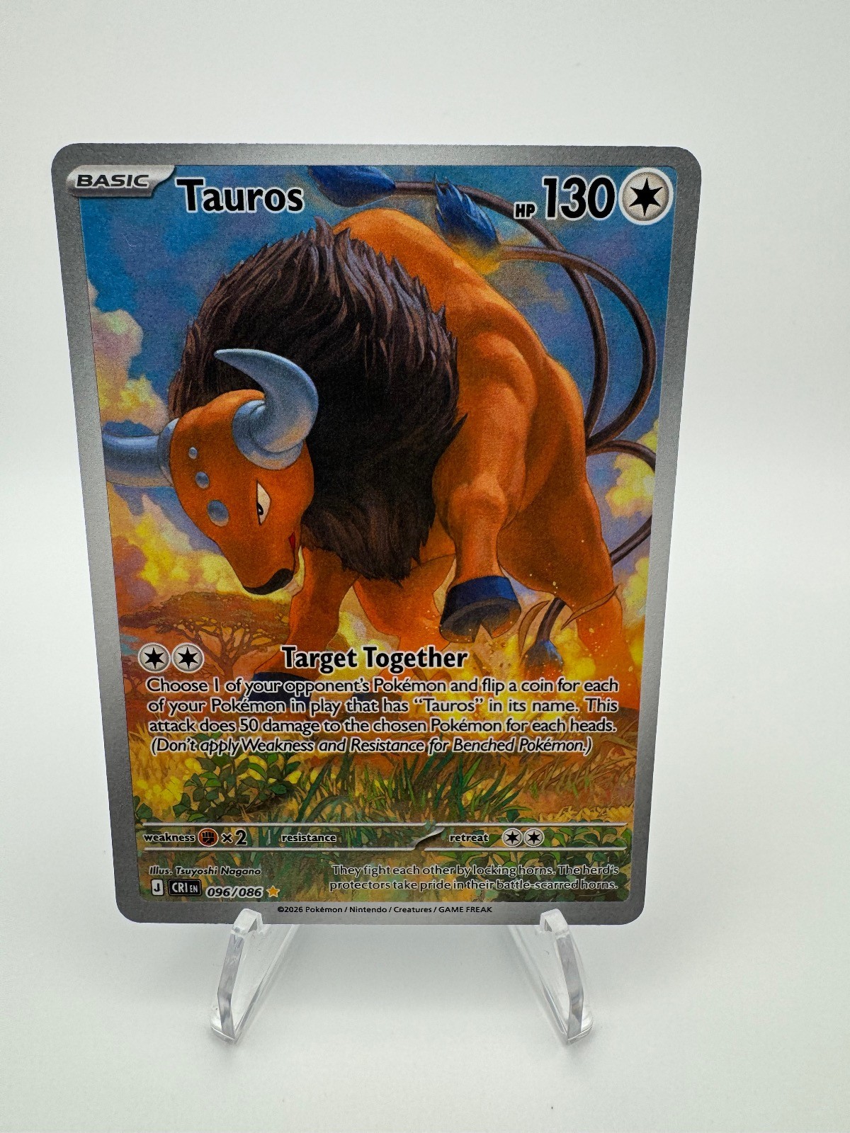 Tauros 096/086 Holo Illustration Rare Chaos Rising Pokemon Near Mint