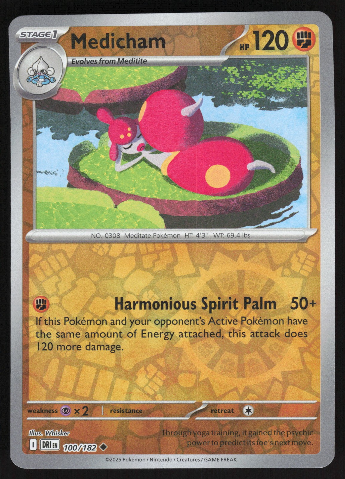 Medicham Uncommon Reverse Holo 100/182 NM SV10: Destined Rivals Pokemon Card