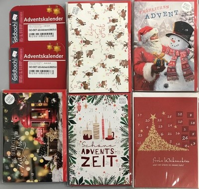 Advent 5 Glückwunschkarten mit Umschlägen sortiert UVP ca.   12,50 Adventskarten
