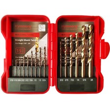 15-Piece Cobalt Steel Drill Bit Set with Premium ABS Plastic Case, 1/16" to 3...
