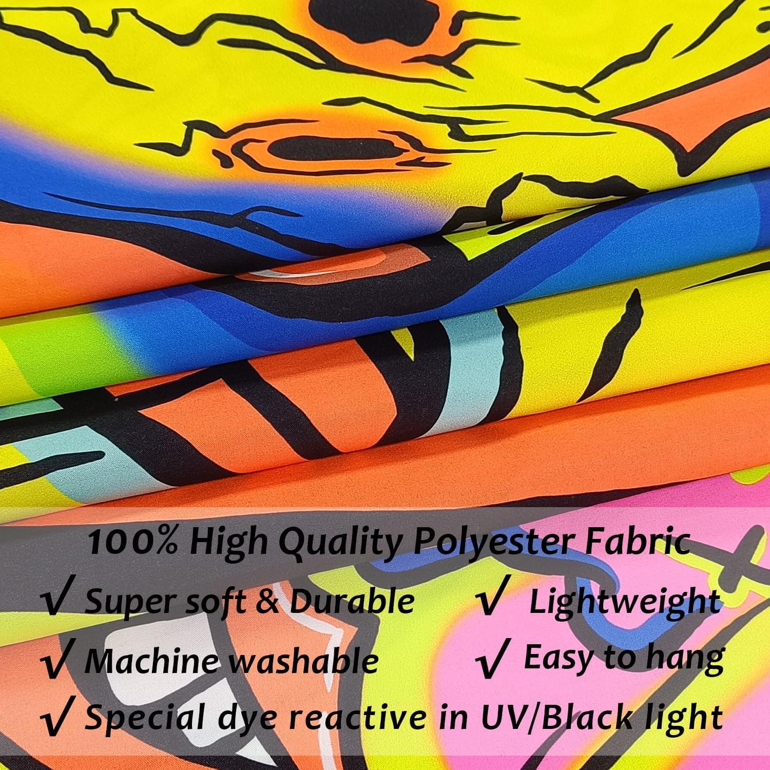 ARTCREATOR Black Light Art Halloween Wall Decor Trippy Blacklight Horror Face Ta