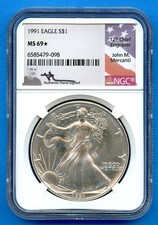1991 P MS69* Star ASE American Silver Eagle $1 US Mint 1991-P MS-69* Mercanti