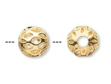 Bead, 100 Gold Plated Brass Small 4mm Cut Out Round Spacer Beads with 1.2mm Hole