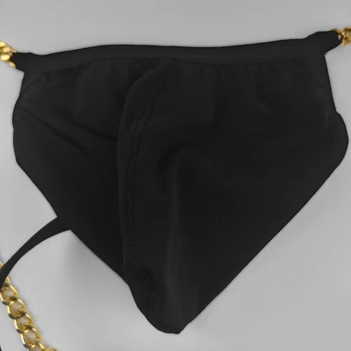 Men Thong G-string Sissy Briefs Sexy Metal Chain Waist Underwear Ultra Thin UK - Picture 12 of 31