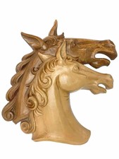 Vtg Horse Stallion Heads Wall Hanging plaque 1963 SYROCO INC. 19&rdquo;molded