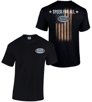 NHRA ''SPEED FOR ALL'' LOGO BLACK TEE  OFFICIAL LICENCED PRODUCT *FREE SHIPPING *