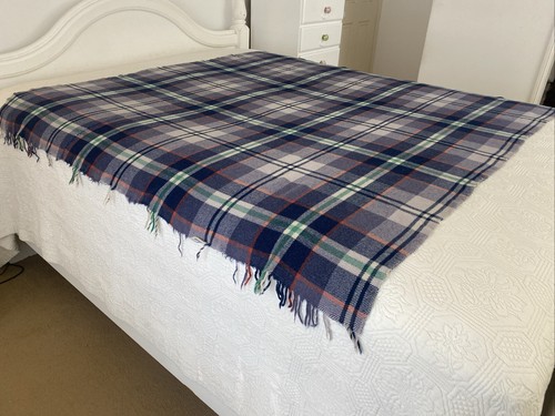 Vintage Wool Throw Picnic Travel Blanket Check 155cm x 150cm Faults Craft Pet - Picture 14 of 19
