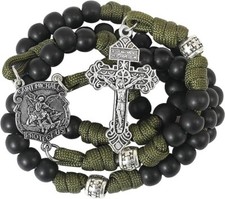 St Michael Paracord Rosary Rugged Beaded Cord...