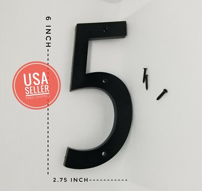 6 Inch House Numbers - Address-Street Numbers etc.-Black Number 0-9