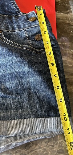 Blue Spice Junior Blue Cotton Denim Cuffed Short Overalls Size 7 Girls - Picture 10 of 12