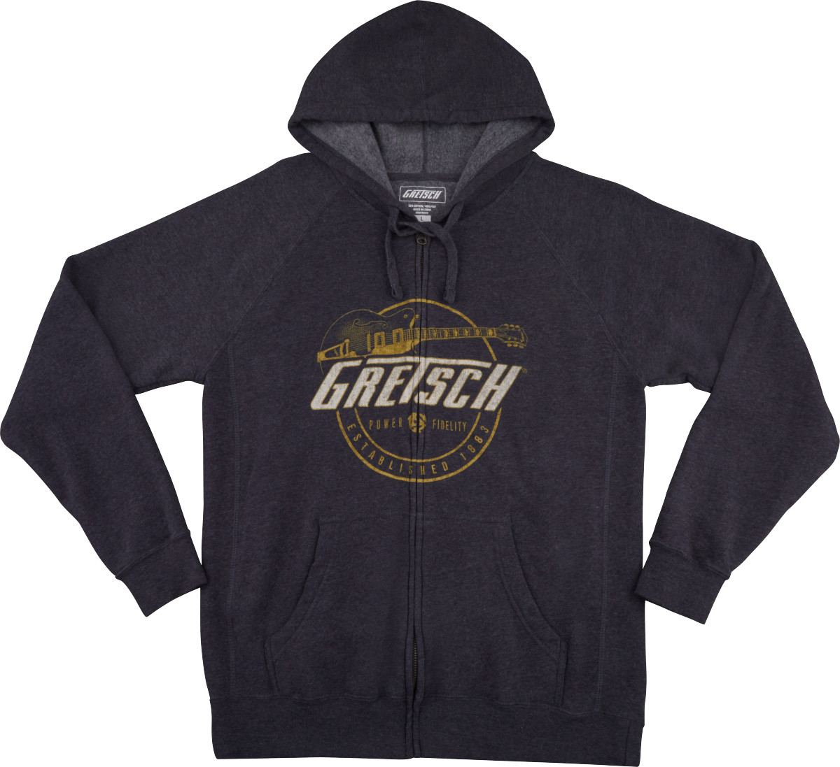 Толстовка с капюшоном GRETSCH Power & Fidelity на молнии, серая, XL