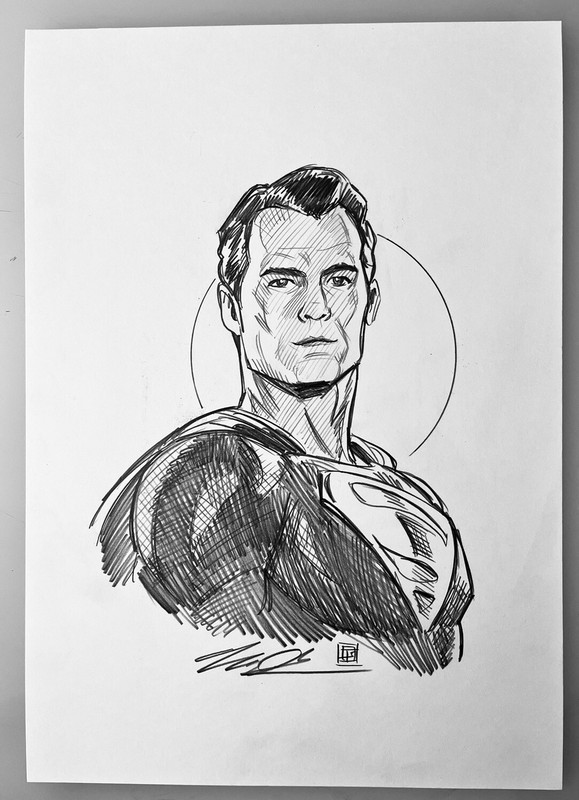 Superman Henry Cavill Man Of Steel ORIGINAL PENCIL SKETCH by Tim Shinn