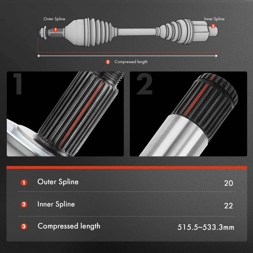 4x Conjunto de eje CV delantero y trasero izquierdo y derecho para Polaris Sportsman 700 400 500 600 Foto 3 de 4