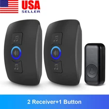 Wireless Doorbell Waterproof 2 Plugin Receiver Adjustable Volume 60 Chime 1000FT