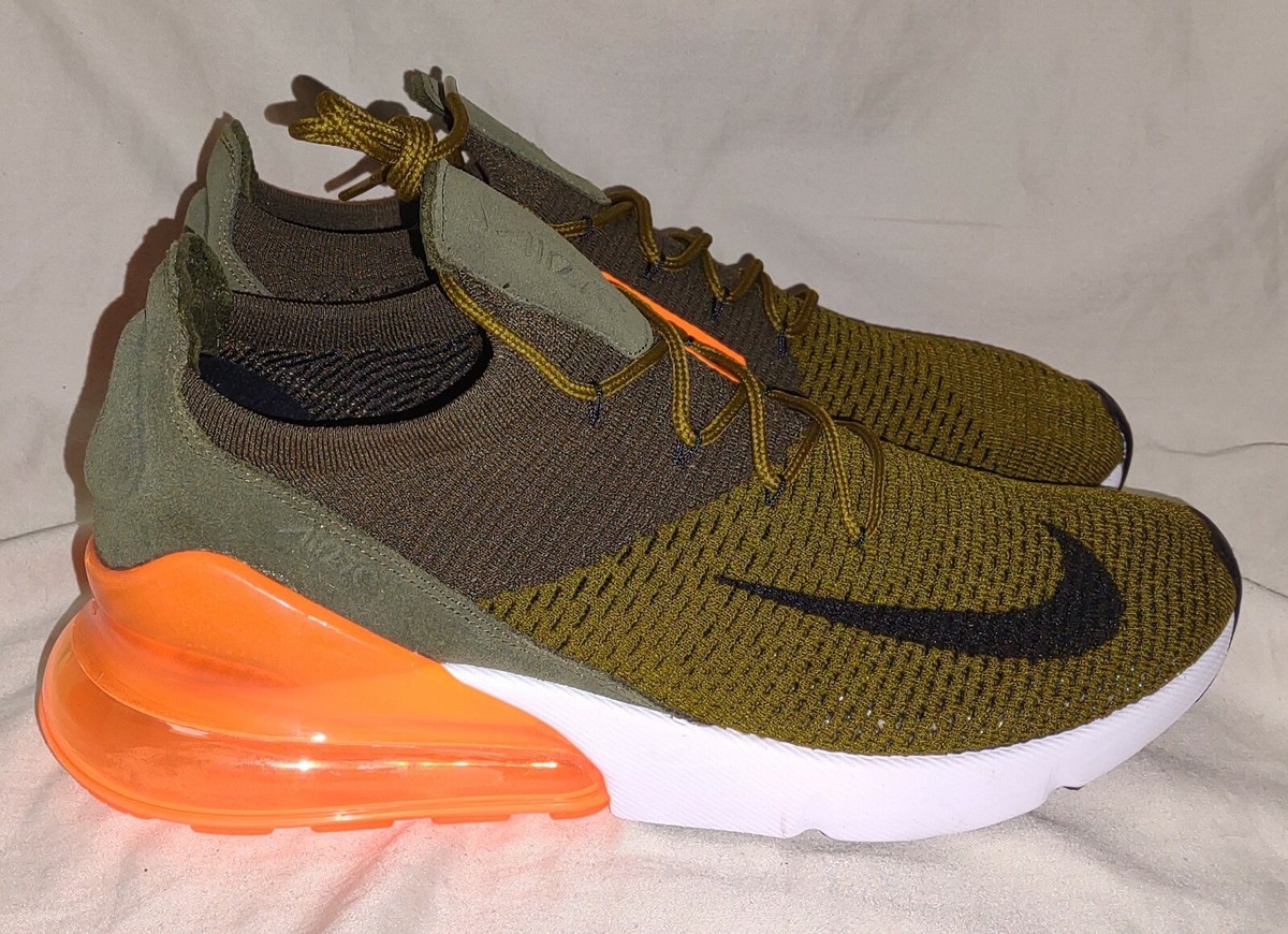 nike air max 270 flyknit olive flak total orange