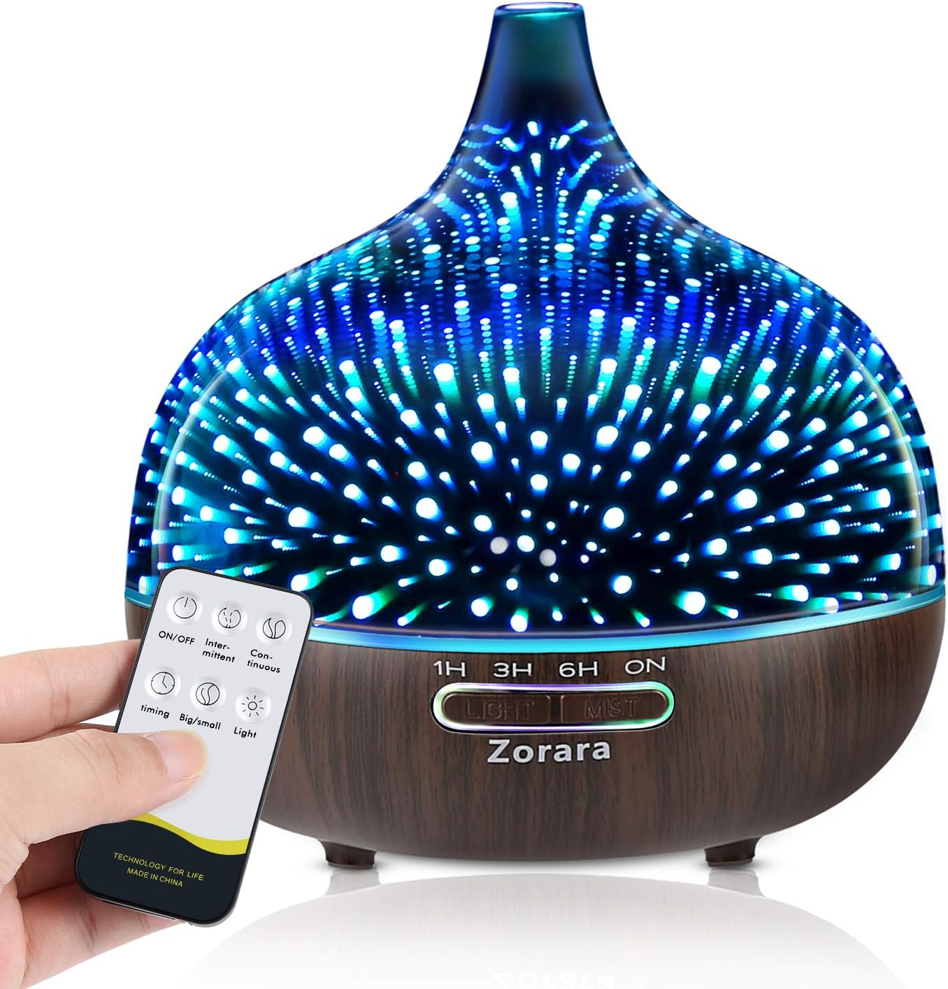 Essential Oil Diffuser 550Ml Cool Mist Humidifier 3D Glass Ultrasonic Aromathera-image