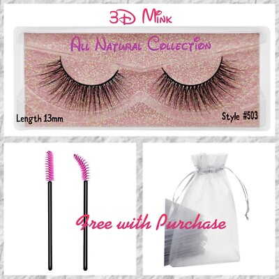 NIB Natural 3D Luxury Faux Mink Strip False Lashes Med Length 13 mm style 503